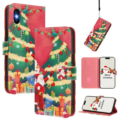 Christmas Series Buckle Leather Phone Case with Hand Strap, For iPhone XR, For iPhone XS Max, For iPhone 8 Plus / 7 Plus
