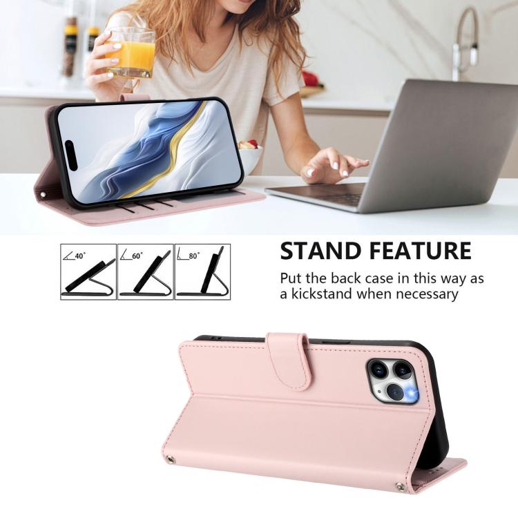Embossed Heart Cat Leather Phone Case with Hand Strap, For iPhone 11 Pro Max, For iPhone 11