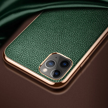 SULADA Litchi Texture Leather Electroplated Shckproof Protective Case, For iPhone 11 Pro, For iPhone 11, For iPhone 11 Pro Max