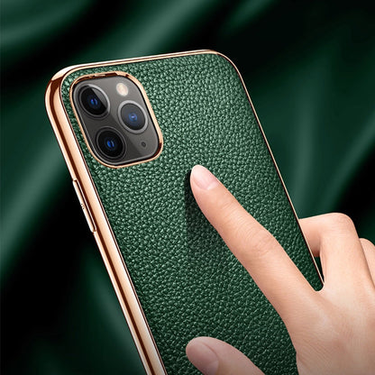 SULADA Litchi Texture Leather Electroplated Shckproof Protective Case, For iPhone 11 Pro, For iPhone 11, For iPhone 11 Pro Max