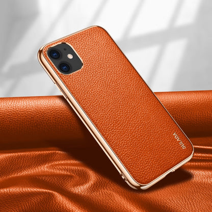 SULADA Litchi Texture Leather Electroplated Shckproof Protective Case, For iPhone 11 Pro, For iPhone 11, For iPhone 11 Pro Max