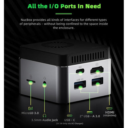 GMK NucBox Windows 10 System Mini PC, Intel Celeron J4125 Quad Core 64bit 14nm 2GHz-2.7GHz, Support WiFi & Bluetooth & RJ45,, 8GB+128GB,EU Plug