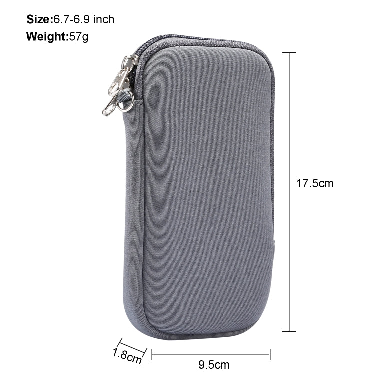 Universal Elasticity Zipper Protective Case Storage Bag with Lanyard For iPhone 12 Pro Max / 6.7-6.9 inch Smart Phones, For iPhone 12 Pro Max