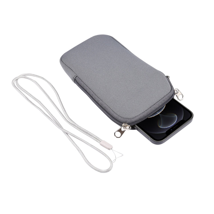 Universal Elasticity Zipper Protective Case Storage Bag with Lanyard For iPhone 12 Pro Max / 6.7-6.9 inch Smart Phones, For iPhone 12 Pro Max