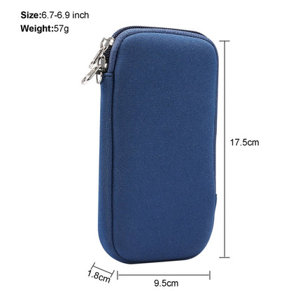 Universal Elasticity Zipper Protective Case Storage Bag with Lanyard For iPhone 12 Pro Max / 6.7-6.9 inch Smart Phones, For iPhone 12 Pro Max