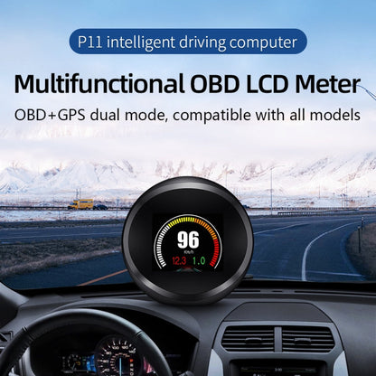 P11 OBD2 + GPS Mode Car HUD Head-up Display Water Temperature / Vehicle Speed / Voltage / Fuel Consumption Display, Speed Alarm, P11