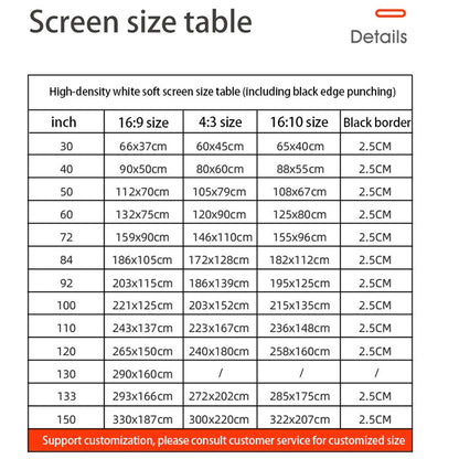 Simple Folding High Density Polyester Projector Film Curtain, Size:60 inch (16:9) Projection Area: 132x75cm, 60 inch (16:9) Projection Area: 132x75c