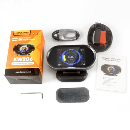 KONNWEI KW206 2 in 1 OBDII / EOBD12V Car Fault Scanner + 3.5 inch LCD Monitor, KW206