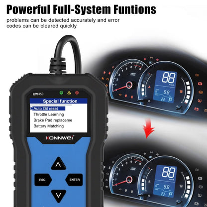 KONNWEI KW350 OBDII 12V Car Diagnostics Detector Scanner with 2 inch Black And White Display Screen V007 for Audi / Volkswagen, KW350
