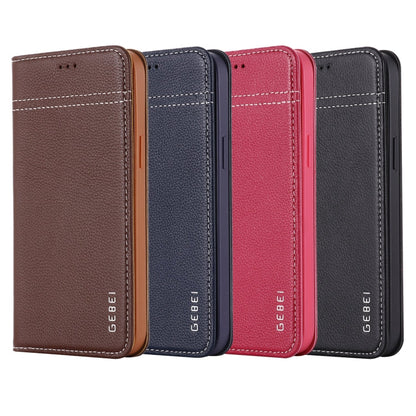 GEBEI Top-grain Leather Horizontal Flip Protective Case with Holder & Card Slots, For iPhone 12 / 12 Pro, For iPhone 12 Pro Max