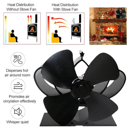 YL201 4-Blade High Temperature Metal Heat Powered Fireplace Stove Fan, YL201 (Grey), YL201 (Gold), YL201 (Rose Red), YL201 (Silver), YL201 (Black), YL201 (Bronze)