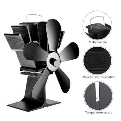 YL602 5-Blade High Temperature Metal Heat Powered Fireplace Stove Fan, YL602 (Rose Red), YL602 (Silver), YL602 (Black), YL602 (Bronze), YL602 (Grey), YL602 (Gold)