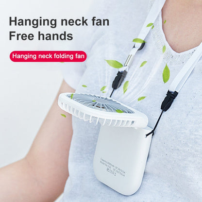 F20 Electroplating Handheld Fan Portable Desktop Folding Mute USB Hanging Neck Fan, F20 (Pink), F20 (Green), F20 (Blue), F20 (White)