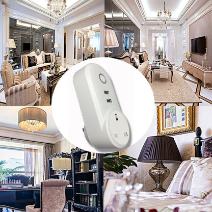 SA-002 2 USB Ports + 1 EU Socket WiFi Smart Power Plug Socket, Compatible with Alexa and Google Home, AC 110V-230V, UK Plug, US Plug