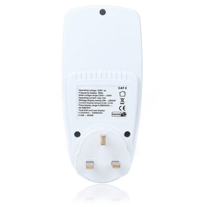 AC 230-250V 50Hz Max 13A LCD Display Energy Meter Watt Volt Voltage Power Analyzer Automatic Electricity Monitor Analyzer Power, UK Plug, AC 230-250V UK Plug