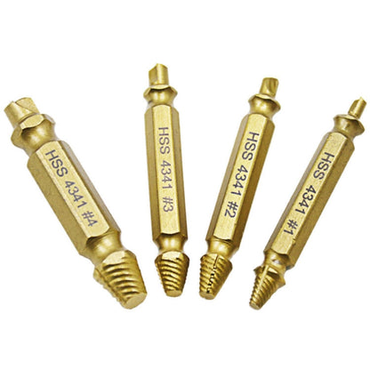 4 in 1 Screw Extractor Drill Bits Tool Broken Bolt Remover(1#, 2#, 3#, 4#), with Plastic Case, Gold s2, Gold 4341, 4341, s2