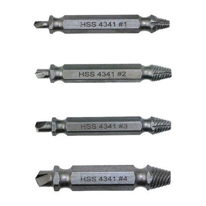 4 in 1 Screw Extractor Drill Bits Tool Broken Bolt Remover(1#, 2#, 3#, 4#), with Plastic Case, Gold s2, Gold 4341, 4341, s2