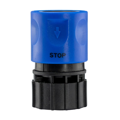 Hose Connector Blue with In-Line BSPM Valve and 20mm MDPE Straight