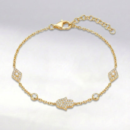 Eina Hamsa Hand & Evil Eye Bracelet | 18K Gold Plated