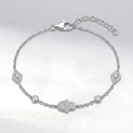 Eina Hamsa Hand & Evil Eye Bracelet | Silver