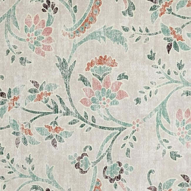 Eco-Washable Green Rug Floral Design