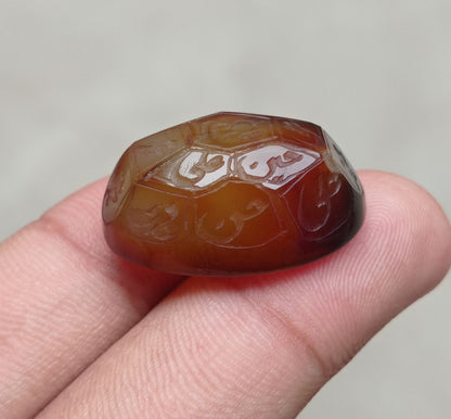 52.1ct Carnelian Carving - Engraved Aqeeq - 12 Imam Name - 29x19mm