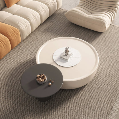 Eudora Modern Nesting Coffee Table Set With TV Stand, Cream And Grey