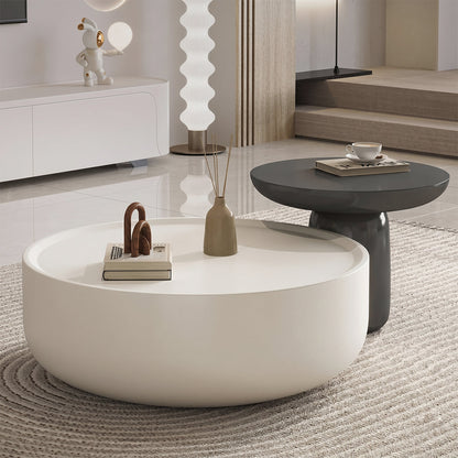 Eudora Modern Nesting Coffee Table Set With TV Stand, Cream And Grey