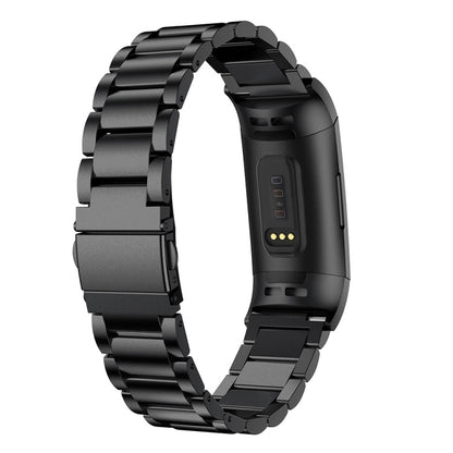 Three Beads Slingshot Buckle Solid Stainless Steel Watch Band for Fitbit Charge 4, Three Beads for Fitbit Charge 4