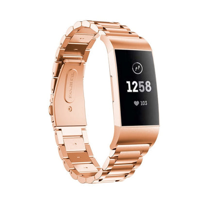 Three Beads Slingshot Buckle Solid Stainless Steel Watch Band for Fitbit Charge 4, Three Beads for Fitbit Charge 4