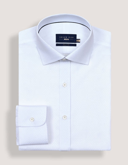 Self Textured White Smart Fit Dress Shirt