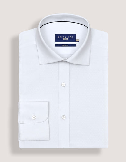 Self Textured White Formal Shirt