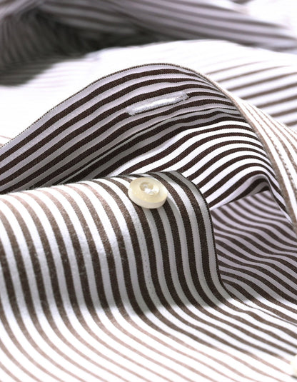 Brown & White Striped Formal Shirt
