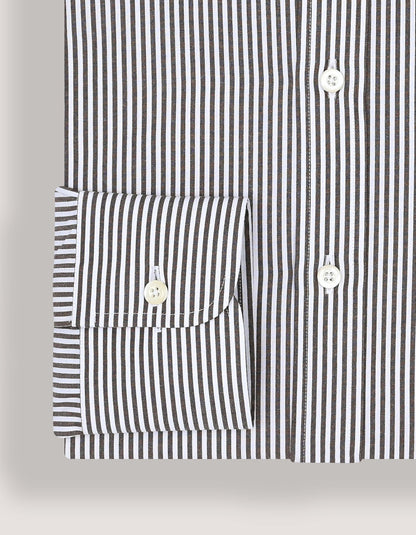 Brown & White Striped Formal Shirt