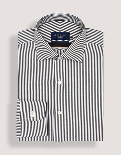 Brown & White Striped Formal Shirt
