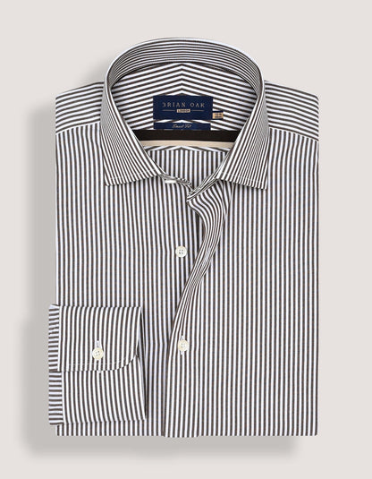 Brown & White Striped Formal Shirt