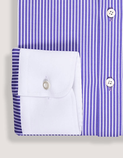 Violet Stripe Shirt with Contrast Collar