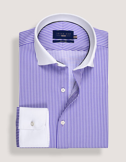 Violet Stripe Shirt with Contrast Collar