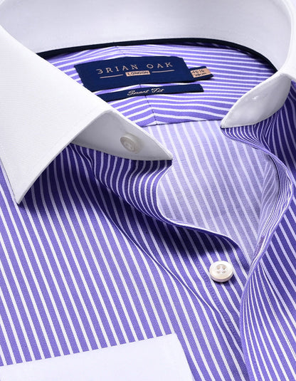 Violet Stripe Shirt with Contrast Collar