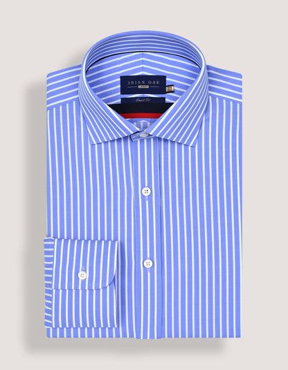 Sky Blue Striped Cotton Dress Shirt