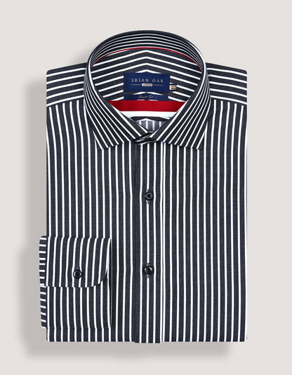 Black Striped Cotton Dress Shirt