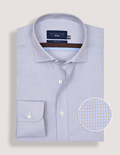 Light Brown Checkered Dress Shirt