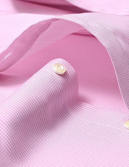 Contrast Collar & Cuffs Check Shirt - Pink