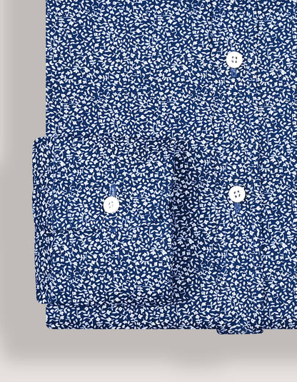 Modern Fit Navy Printed Dress Shirt