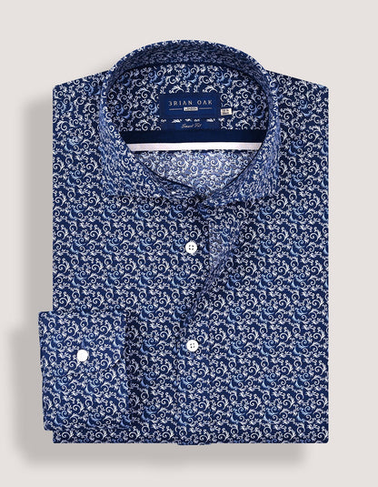 Navy Swirl Print Shirt