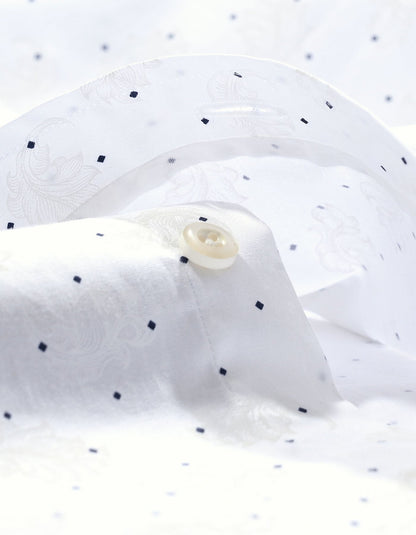 Navy Dotted White Dress Shirt