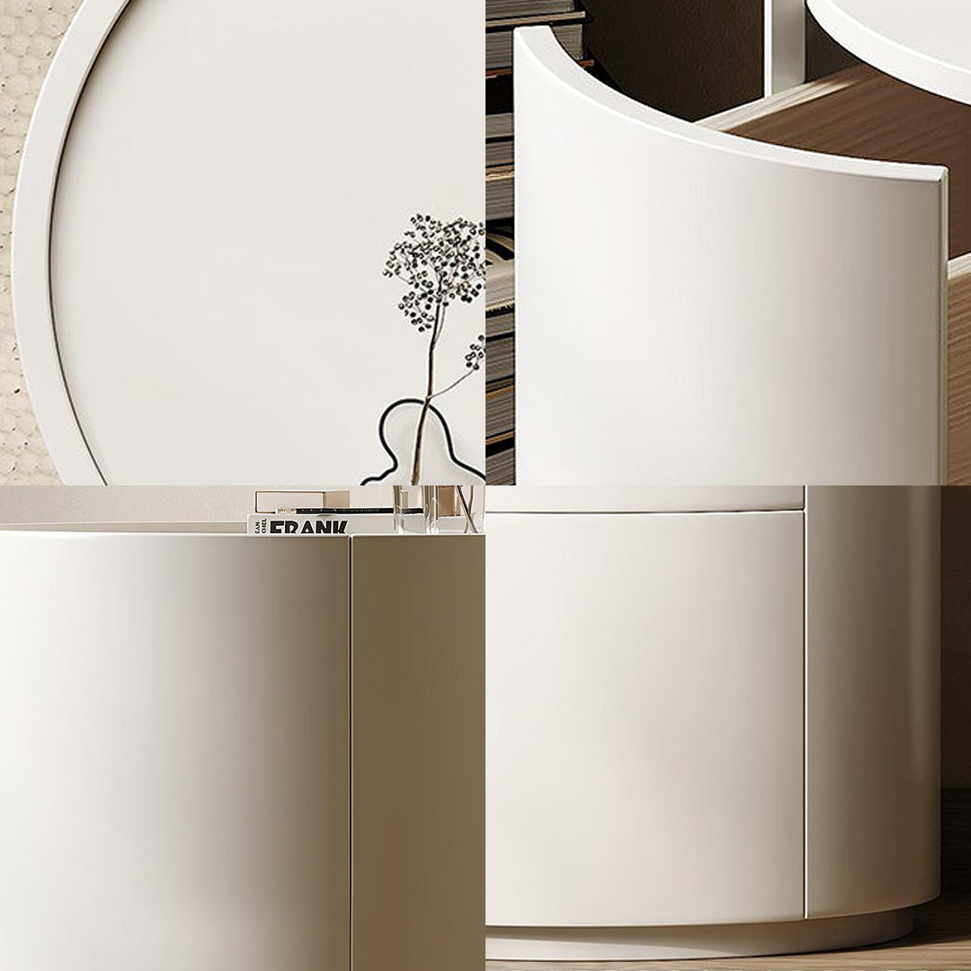 Farooq Round Bedside Table, White
