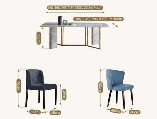 FenX Dining Table, Dining Table, Sintered Stone And Gold