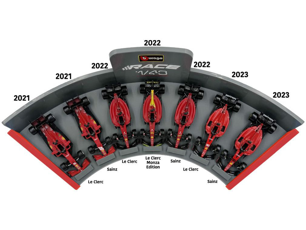 Ferrari SF21/F1-75/SF-23 LeClerc/Sainz 7 Car Set - 1:43 Scale Model Cars
