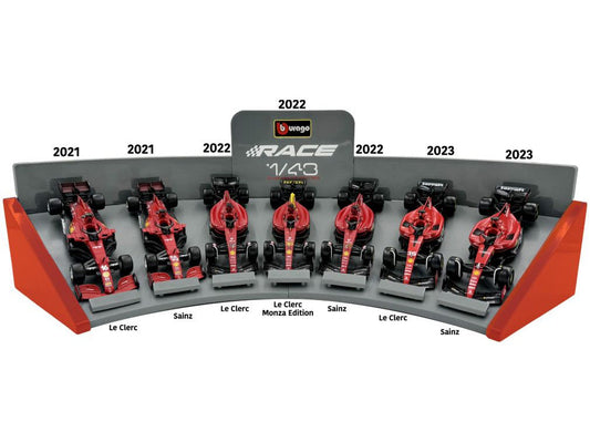 Ferrari SF21/F1-75/SF-23 LeClerc/Sainz 7 Car Set - 1:43 Scale Model Cars